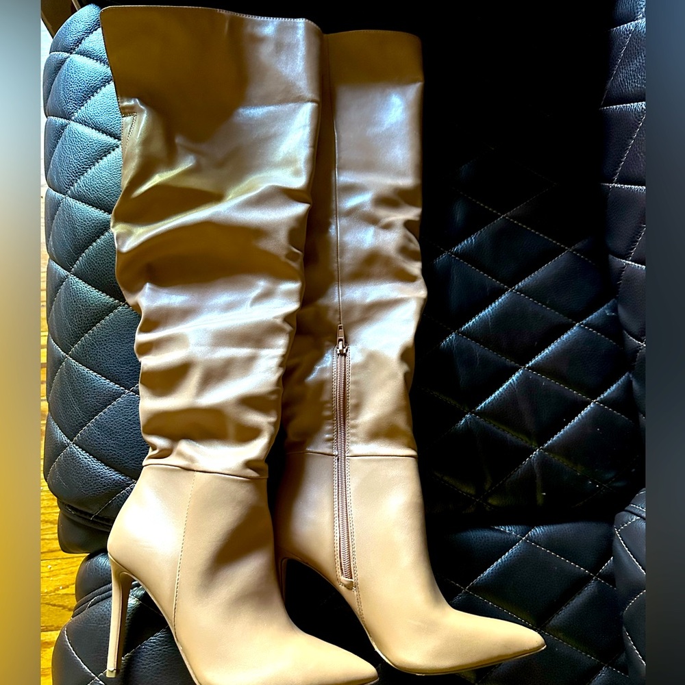 Nude Beige boots over the knee